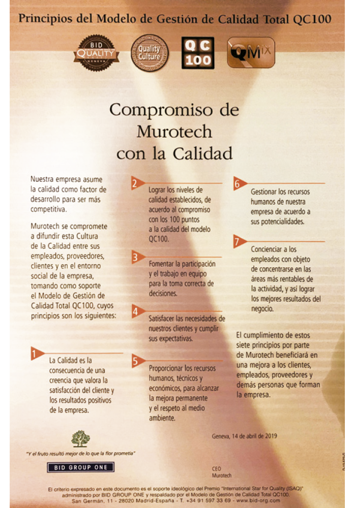 Compromiso de Murotech con la Calidad